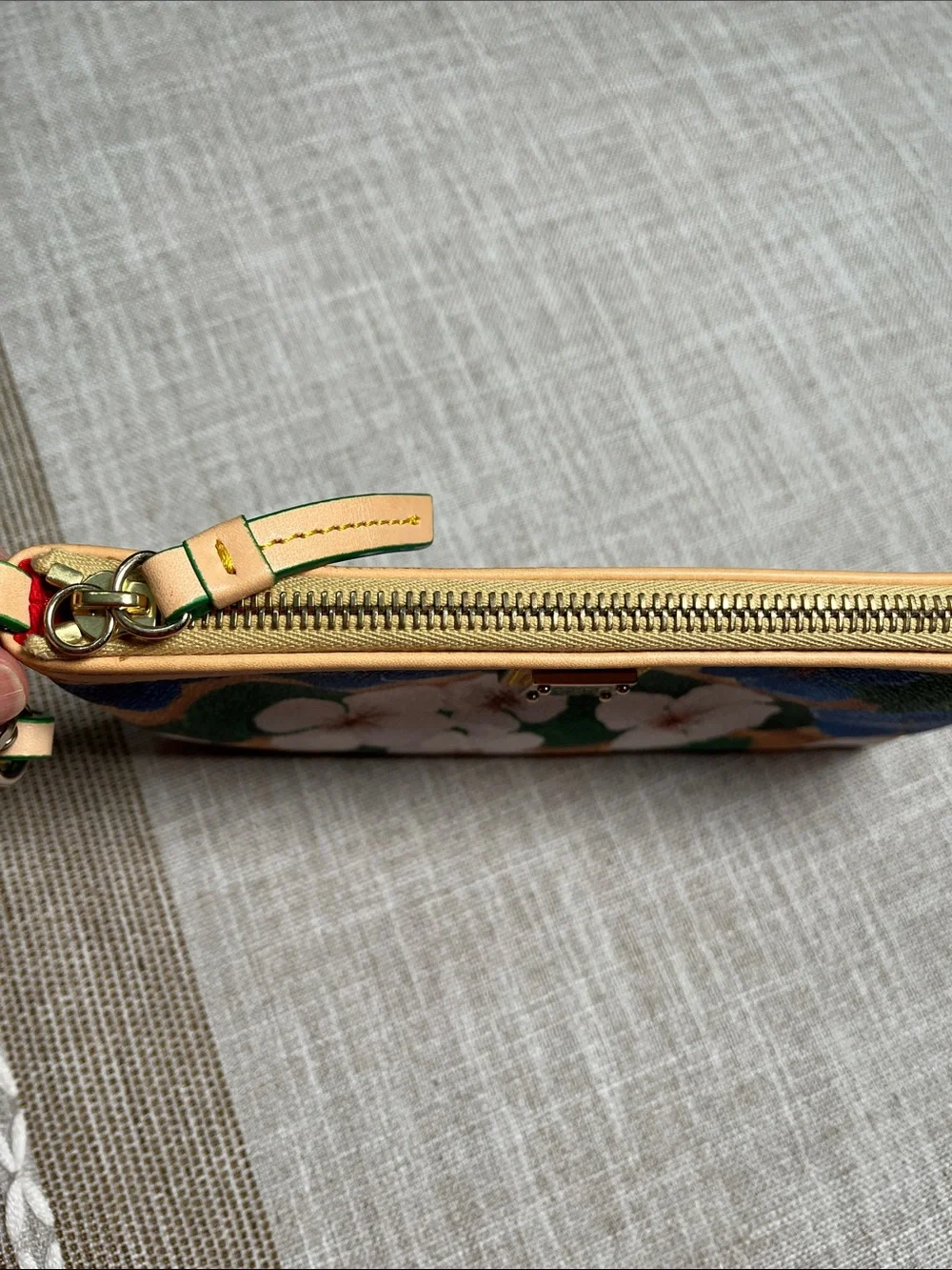 Dooney & Bourke Floral Wristlet in Beige, Blue, White, Green